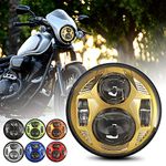 BESURE 5 3/4" 5.75" Round led Headlight Compatible with Dyna Street Bob Softail Sportster Iron 883 Motorcycle Headlight Yellow