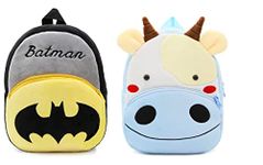 blue tree Kid's Cute Plush Animal Cartoon Mini Travel Embroidery Backpack,1-6 Years (Batman-Cow)