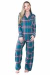 Ex High Street Brand Check Print Pyjamas for Women UK, Pjs for Women Sets Cotton Ladies Pyjamas Button Women's Nightwear Revere Collar Womens Pyjamas