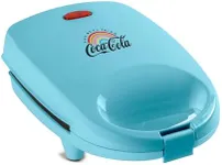 Nostalgia Coca-Cola Sandwich Maker with Beverage Cooler Bag, Non-Stick Panini Press with Lock Feature, Peace and Harmony