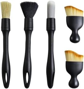 YIKTUNQ 5Pcs Car Detailing Brush Set, Car Interior Cleaning Ultra-Soft Brush, Cars Detailing Brushes with Soft Bristles for Dashboard, Air Vent, Screen, Seats, Gaps, Engine Bay and Wheels