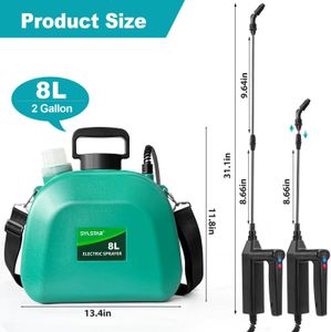 SYLSTAR 8L Battery Powered Garden Sprayer – Electric Weed Sprayer, 4 Nozzles, USB Rechargeable