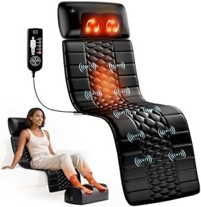 Himouta Vibration Full Body Massage Mat, with Shiatsu Neck Massager with Heat, Electric Massage Chair Back Pad, Gift Home and Office Pain Relief Fathers Day Gift(Black, Massage mat with Foot Massage)