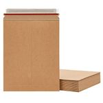 25-Pack Stay Flat Rigid Mailers 9x11.5 with Self Adhesive Seal, 450 GSM Sturdy Bulk Brown Cardboard Envelopes for Shipping Photos, Magazines, Comic Books, Art Prints, Documents, Collectibles