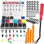 Uolor 890Pcs Car Bumper Retainer Clips Plastic Rivets Fasteners, 22 Most Popular Sizes Auto Push Pin Rivets Set, Door Trim Panel Fender Clips