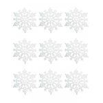 Pop The Party 9Pcs Glitter Snowflake Hanging Christmas Tree Decorations with Gold Rope for Christmas Decorations Tree Window Door Decoration (White)