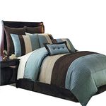 Sheetsnthings 12 PC California King Size Blue Hudson Bed in a Bag including: Comforter set and a Sheet set.