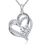 April Birthstone Necklaces Diamond Heart Pendant Necklace 925 Sterling Silver I Love You to The Moon and Back Necklaces Birthday Gift for Women Mother Girlfriend Wife