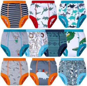 BIG ELEPHANT 10-Packs Training Underwear Absorbent Unisex Toddler Potty Trained Pants, 100% Cotton,5-6Y