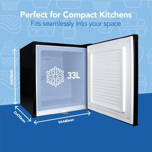 Igenix Table Top Mini Freezer, 33L – Black, Reversible Lockable Door