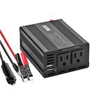 SEMTION Power Inverter 300W Car Power Convertor 12V DC to 110V AC with 4.8A Dual USB Adaptors (Black)