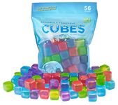 Urban Essentials Reusable Ice Cubes - Quick Freeze Plastic Square Ice Cubes with Resealable Bag Clear Cubes Pack of 56… (Colorful)