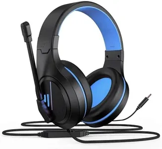 Gaming Headset Noise Cancelling Headphones with Microphone, Volume Control Memory Earmuffs Wired Stereo Headset Compatible with PS4, PS5, PC, Xbox One, Laptop, Nintendo Headphones for Adults and Kids