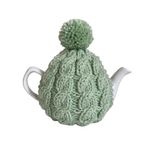 Small Green Cable Knit Tea Cosy - Fits 1-2 Cup Teapot