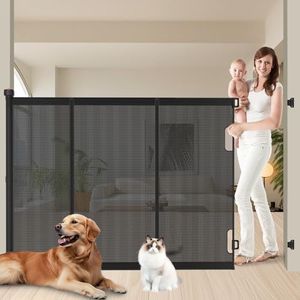 Extra Tall Retractable Baby Gates, 51" High x 200" Wide Pet Gate, Black