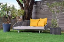 BRISHI Outdoor Patio Daybed/Sunbed/Swimming Pool Side/Sun Lounger/Garden/Terrace/Balcony/Braid & Rope Daybed (Grey/Beige)