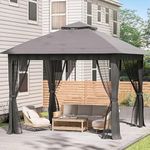 UDPATIO Pop Up Gazebo with sides 3m x 3m and Mosquito Netting, canopy outdoor heavy duty with sand bags, Anti-UV,waterproof for garden, Lawn Grey