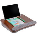 Kemendra Wood Portable Lap Laptop Desk With Pillow Cushion, Fits Up To 15.6 Inch Laptop, With Anti-Slip Strip & Storage Function For Home Office Students Use As Computer Laptop Stand, Book Tablet