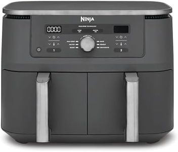 Ninja Dual Zone Digital Air Fryer, 2 Schubladen, 6-in-1, Heißluftfritteuse, 9,5L, Heißluft-Frittieren, Max Crisp, Rösten, Backen, Aufwärmen, Spülmaschinenfeste Körbe, Metallic Grau DZ400EU