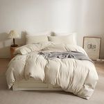 Ruccit Beige Duvet Cover Set King Size 100% Brushed Microfiber King Bed Duvet Cover Soft 3pcs Simple Plain Bedding Set with Zipper Closure Corner Ties-Durable,Fade resistant