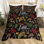 Kids Mushroom Bedding Set Mushrooms Snail Leaf Duvet Cover for Boys Girls Teens Bedroom Nature Botanical Animal Comforter Cover Wild Plants Bedding & Linen Double Size