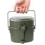 BYCDYBJBSM M1908 Field Lunch Box Germna Canteen Double Deck Outdoor Aluminum Outdoor Lunch Box