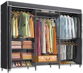 VIPEK V10C Plus Portable Closets Heavy Duty Clothes Rack with Slid Basket, Covered Wardrobe Closet, Black Clothing Rack with Black Fabric Cover, Adjustable Closet Storage Rack 86.6" Lx17.3 Wx76.4 H
