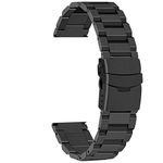 Juntan Watch Band 24mm Stainless Steel Black Watch Bracelet Replacement Strap for Men Women Deployment Buckle