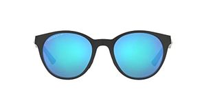 Oakley Women's OO9474 Spindrift Round Sunglasses, Matte Carbon/Prizm Sapphire Polarized, 52 mm
