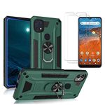 [2-Pack] Tznzxm Screen Protector for Consumer Cellular ZMax 10,ZTE Z6250 Ring Case, Military Grade [Metal Ring Grip ][Magnetic Car Mount] Kickstand Protective Shockproof Case for ZTE ZMax 10 Green