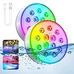 Pool Lights Underwater Rechargeable - 2024 Upgraded Pool Lights Above Ground, Pool Lights for Inground Pool with Remote Waterproof 16 Colors Submersible Hot Tub Lights for Pond, Party, Vase (2 Pack)