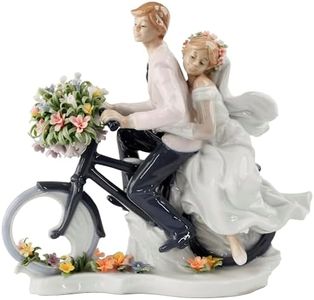 MTME Porcelain Figurine, Lovers on Bicycle, Memorabilia, Wedding Gifts, Statue Home Decor (Flowers)
