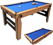 BCE Razor 6ft Rolling Lay Flat Pool Table - Sleek, Space-Saving Folding Design with Easy Storage - With 2 x 48" Pool Cues & 48mm Ball Set - No Assembly Required