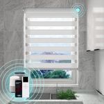 HILADUO Motorized Zebra Blinds Customized Colors and Sizes Light Filtering Privacy Window Roller Shade with Built-in Zigbee Battery Motor Aluminum Valance Styles Zebra Shade for Smart Home Office