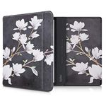 kwmobile Case Compatible with Kobo Forma Case - eReader Cover - Magnolias Taupe/White/Dark Grey