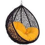 ANAND INDIA GROUPS Hammock Swing Chair Without Stand for Home, Hanging Swing for Indoor, Outdoor, Home, Patio, Yard, Balcony, Garden (Swing-Black, Cushion-Yellow)