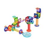 Marble Run 60 Piece Race Track Magnetic Tiles Magnet Building Block Educational Construction Toy Set Playset STEM Learning Kit Child Brain Development HandEye Coordination Training PicassoTiles PTG60