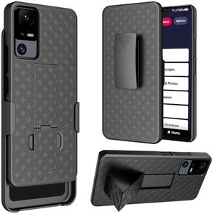 6goodeals Lively Jitterbug Smart4 / TCL 40 XL/TCL 40 T Case with Kickstand Belt Clip Holster Case w/Tempered Glass Screen Protector Phone Case Cover for Jitterbug Smart 4 - Black