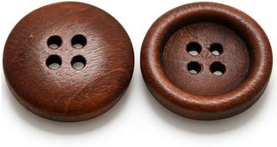 Amanaote Brown Wooden Button Round 20mm Diameter with 4 Holes for Craft Sewing DIY Pack of 50