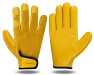 WESTWOOD FOX Ladies/Mens Leather Gardening Gloves Thorn Proof Rigger Garden work gloves, Safety Working Gloves, Premium Quality (Yellow, M)