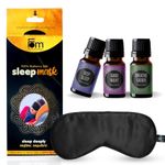 Friends Of Meditation 100% Mulberry Silk Eye Mask, Super Smooth Sleep Mask And Blind Fold With Essential Oil Blends For Sleep-10Ml Each,Black