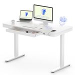 FLEXISPOT Electric Standing Desk with Drawer Height Adjustable 48 x 24 Inches White Desktop & Frame Quick Install Comhar Home Office Table w/USB Charge Ports, Storage Desk Organizer