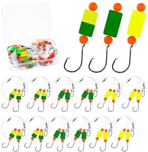 Pompano Rig Saltwater Surf Fishing Rigs – Double Drop Leader Rigs with Hooks, Floats, Beads & Snap – Easy Pre-Tied Terminal Tackle for Pompano, Whiting, Redfish