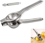 MIHAO Large Lemon Squeezer - Premium Quality Stainless Steel Squeezer with 1 Peeler, Lemon/Lime/Fruit Manual Citrus Press Juicer, Silver, 7.87x2.56