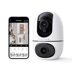 virtavo Indoor Security Camera, 1080P Dual-Lens & Screen, Home Baby Monitor/Pet Cam, Pan/Tilt/Zoom, AI Motion Tracking, Night Vision, Cloud & SD Storage, 2.4GHz Only