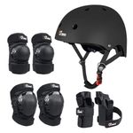 JBM Adult & Kid Skating Protective Gear Set for Beginner to Advanced, Skateboard Helmet Knee and Elbow Pads with Wrist Guards for Inline Roller Skating, Scooter, Skateboarding