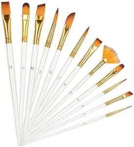 Twizzle Painting Brushes Set of 12 Round, Flat Mix Synthetic Hairs Assorted Paint Brush for Acrylic/Watercolor/Oil Brushes Set for Painting(Wood)