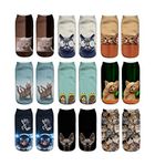 9 Pack Novelty Cute Cat Animal Graphic Photo 3D Print Funny Ankle Socks