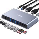 BENFEI 12-in-1 USB 3.0 Docking Station with Dual HDMI Display/6*USB Ports/SD/TF Card Reader/Gigabit Ethernet Network/3.5mm Female Headphone Jack Compatible with Windows and Mac