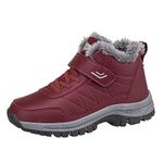 Berimaterry Warm Lined Winter Boots Men Women Waterproof Winter Shoes Non-Slip Trekking Hiking Shoes Snow Boots, red, 6 UK